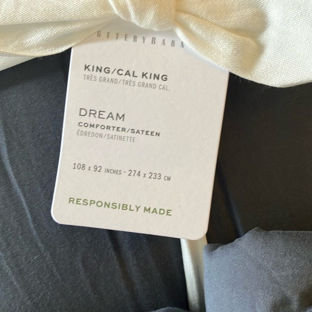 NWT Pottery Barn King Dream Comforter and 2 King Shams Set Steel Blue - Picture 8 of 9